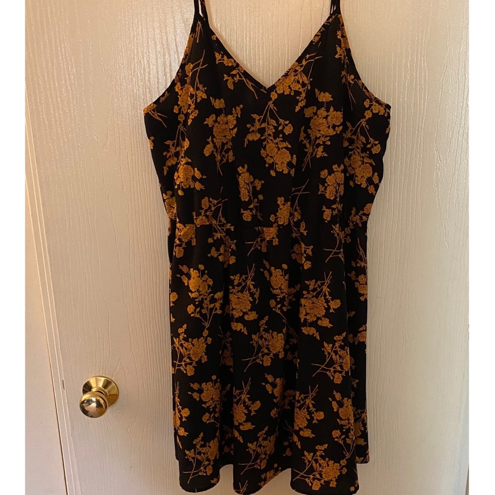 Black and Gold floral cami summer dress. Size XL